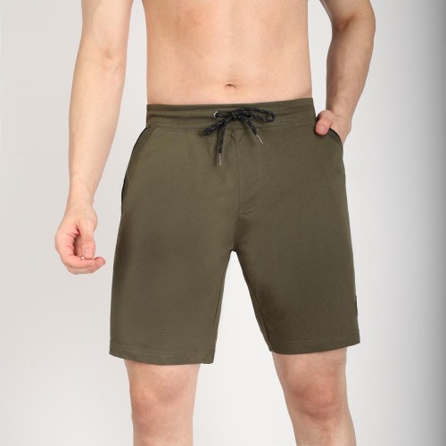 Olive Green Color Knit Shorts