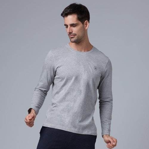Round Neck Grey Full Sleeve T-Shirt