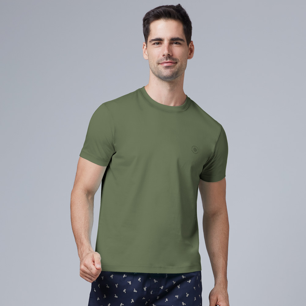 Round Neck Olive Green Half Sleeve T-Shirt