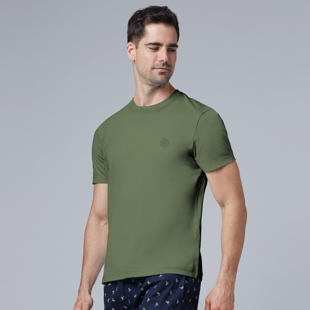 Round Neck Olive Green Half Sleeve T-Shirt