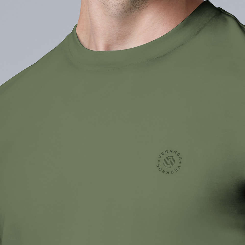 Round Neck Olive Green Half Sleeve T-Shirt