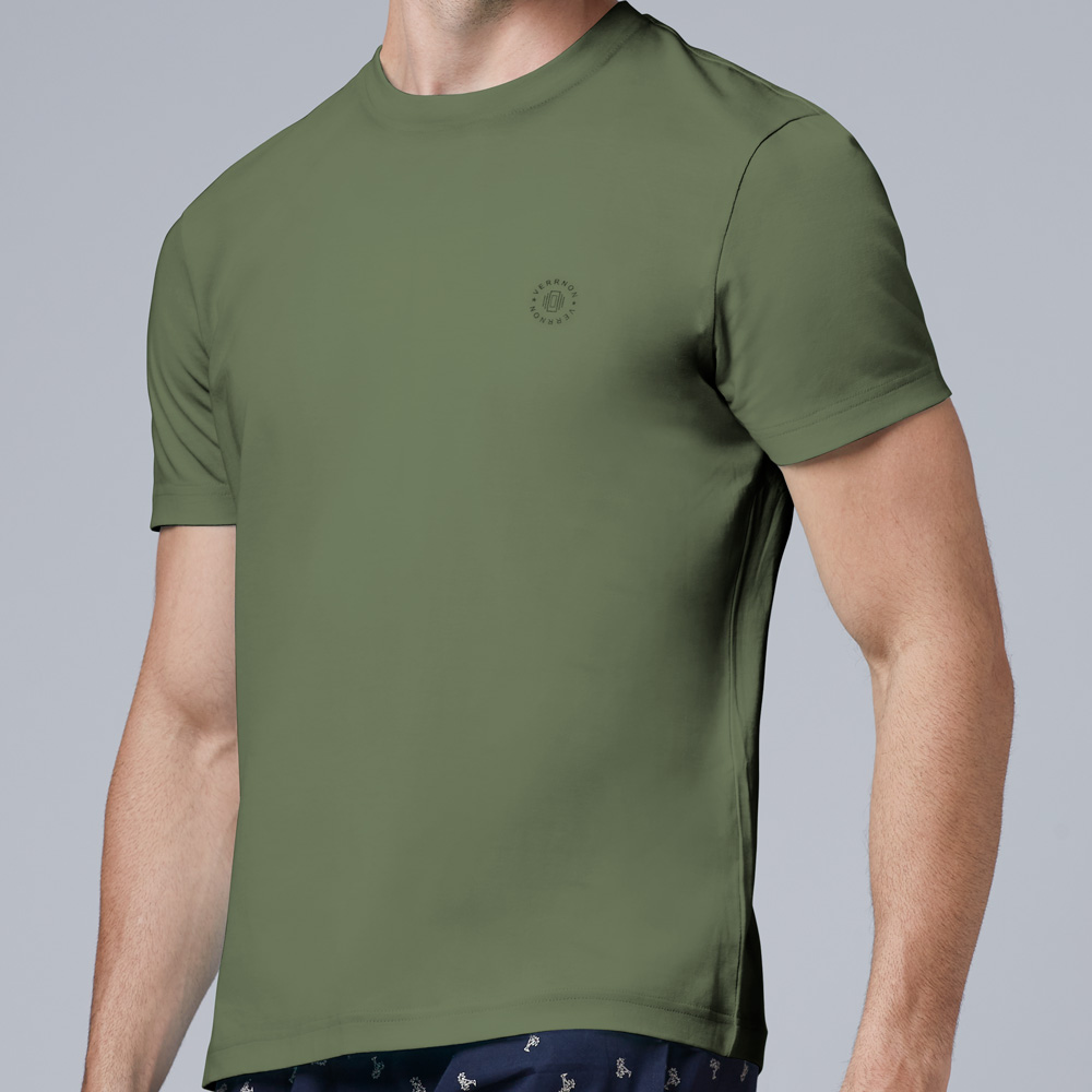 Round Neck Olive Green Half Sleeve T-Shirt