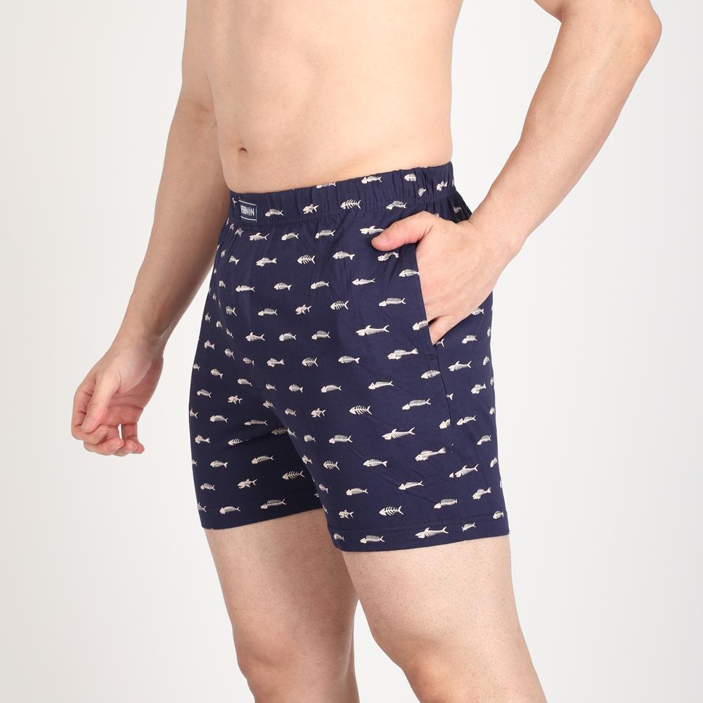 Fish Bone Printed Knit Boxer