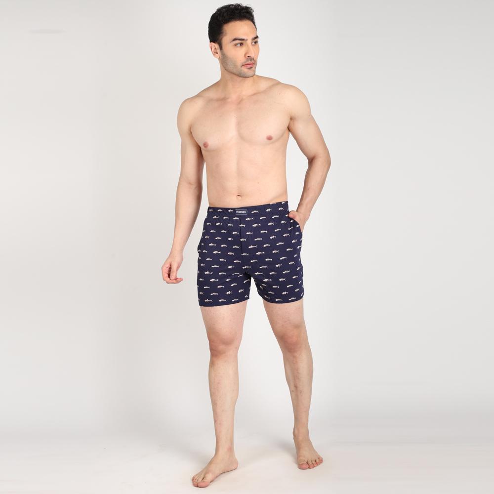 Fish Bone Printed Knit Boxer